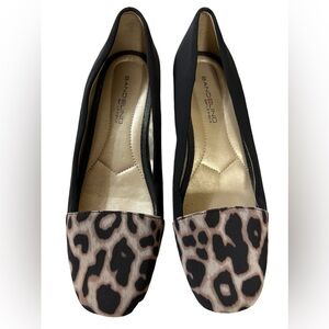 Bandolino Black Leopard Comfort Wedge Loafers SZ 6